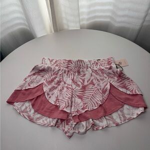 Sincerely Jules Pink and White Tropical Print Shorts